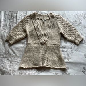If It Were Me Wool Blend Cable Knit Short Sleeve Sweater Top Small Chic Coquette
